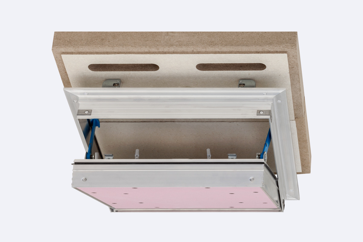 Alumatic EI90 access panel with 2 x 20 mm plasterboard inlay