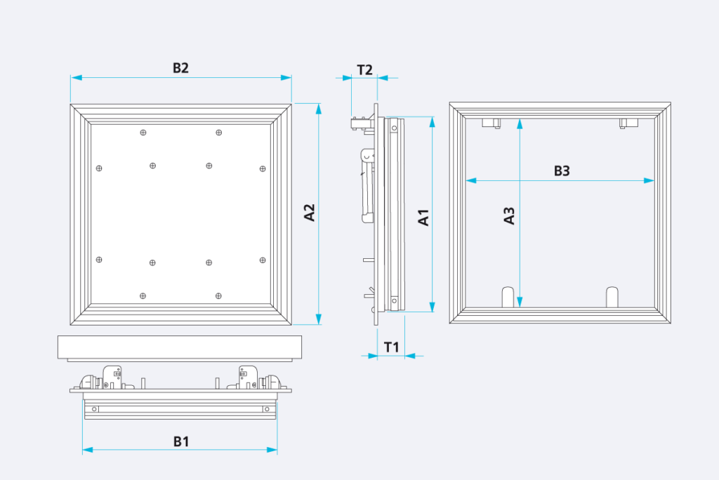 Alumatic EI90 access panel with 2 x 20 mm plasterboard inlay - RUG SEMIN